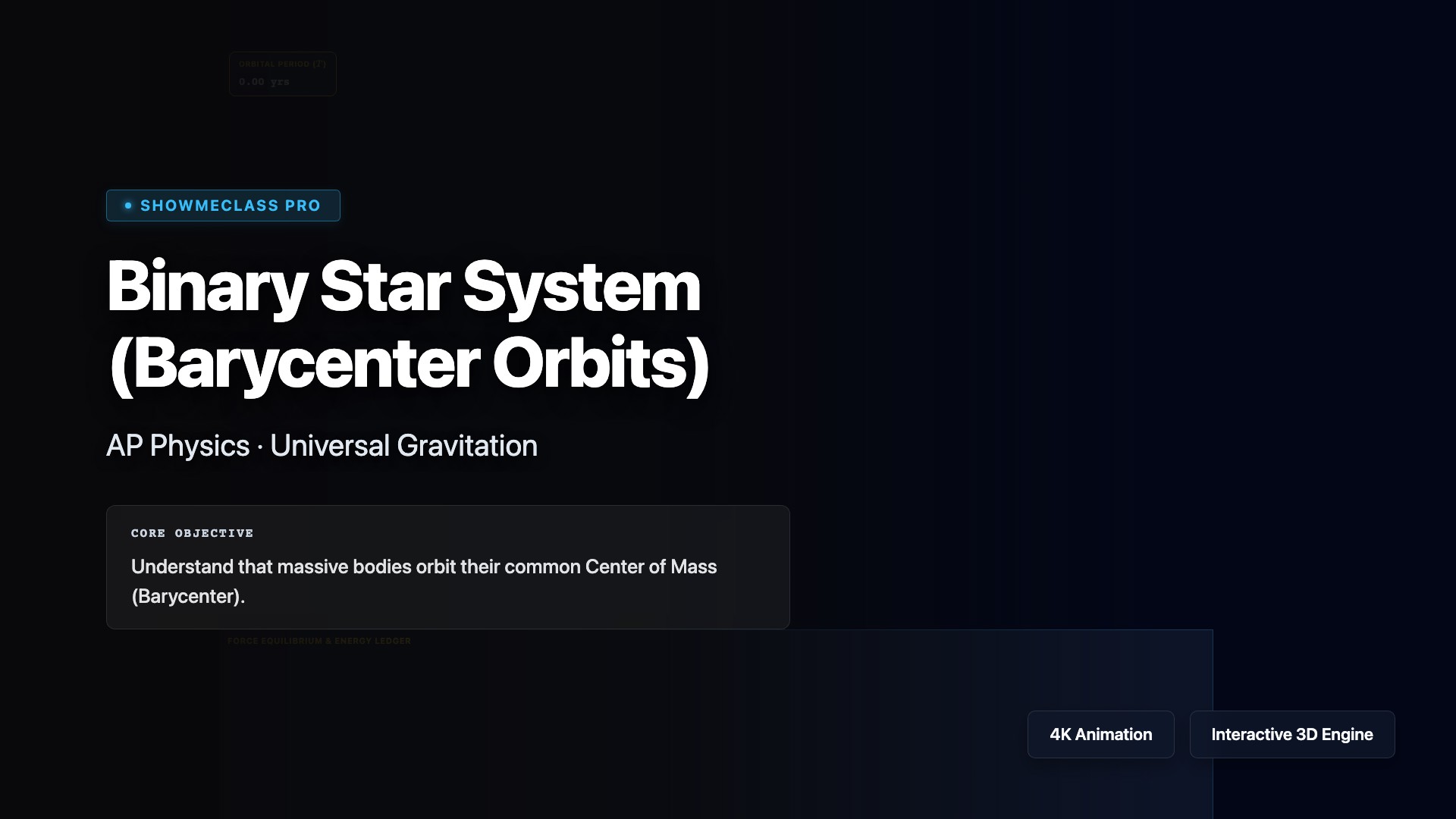 Binary Star System (Barycenter Orbits) visualization thumbnail