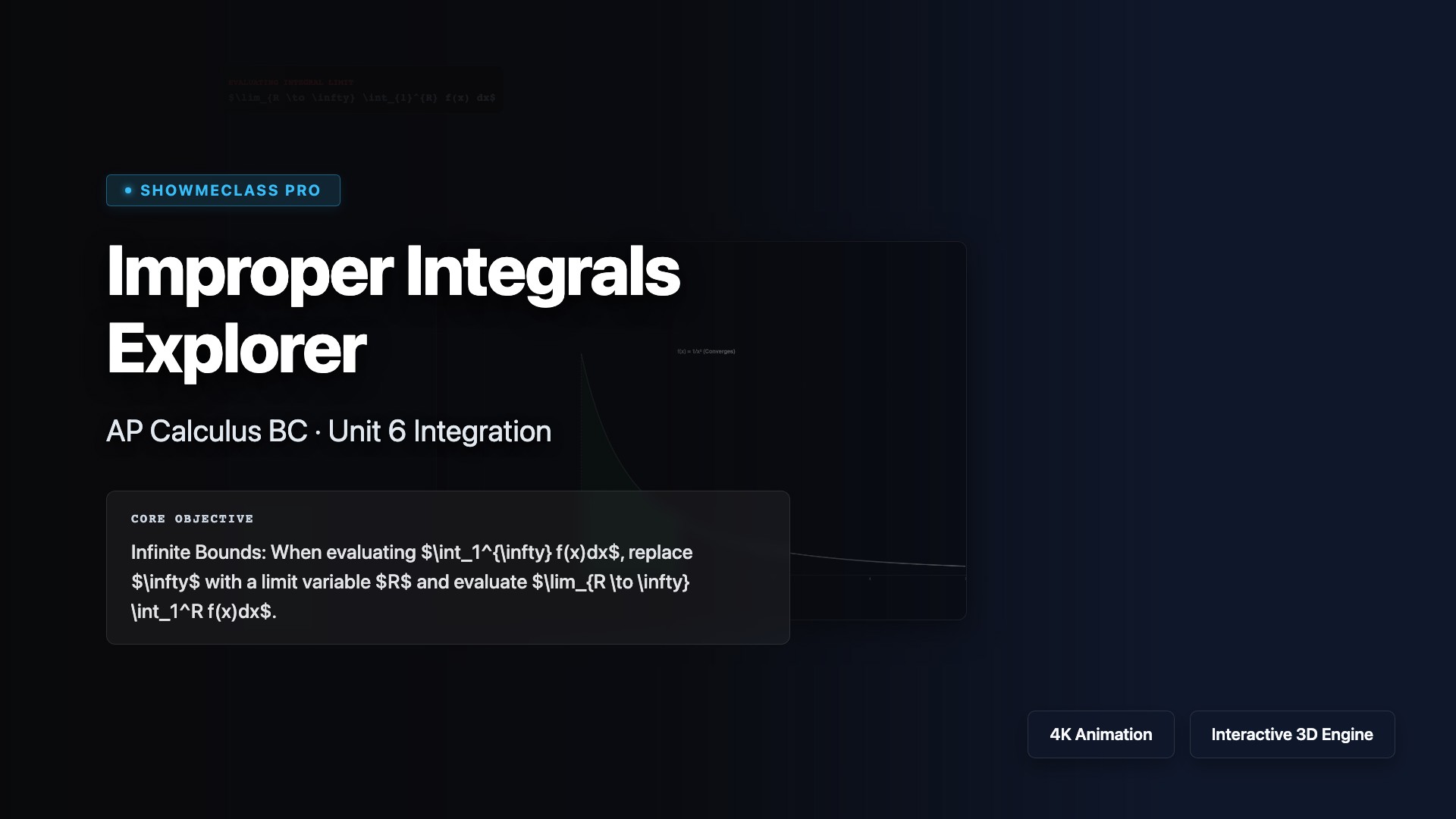 Improper Integrals & p-Series Convergence visualization thumbnail