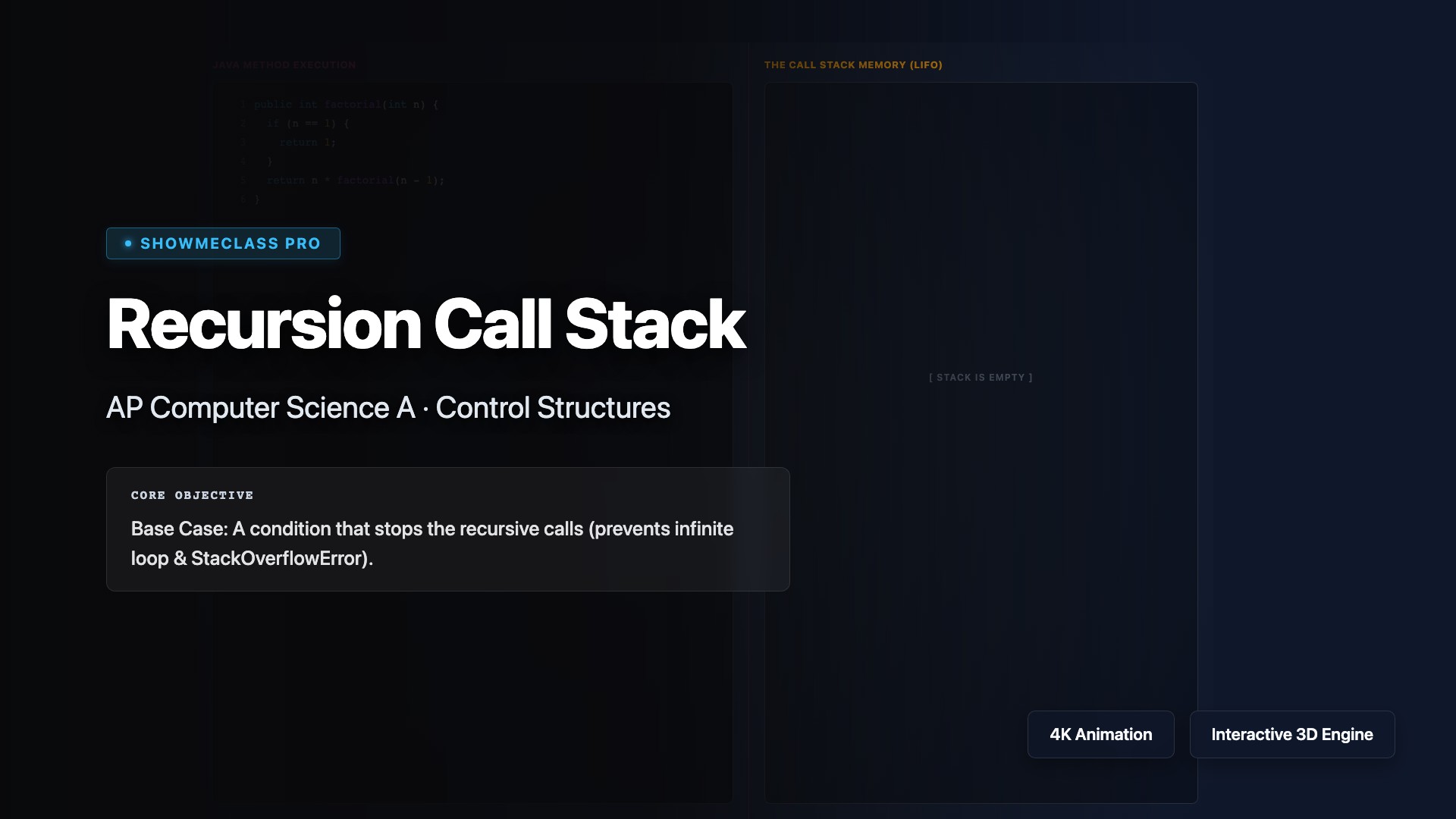 Recursion Call Stack Memory visualization thumbnail