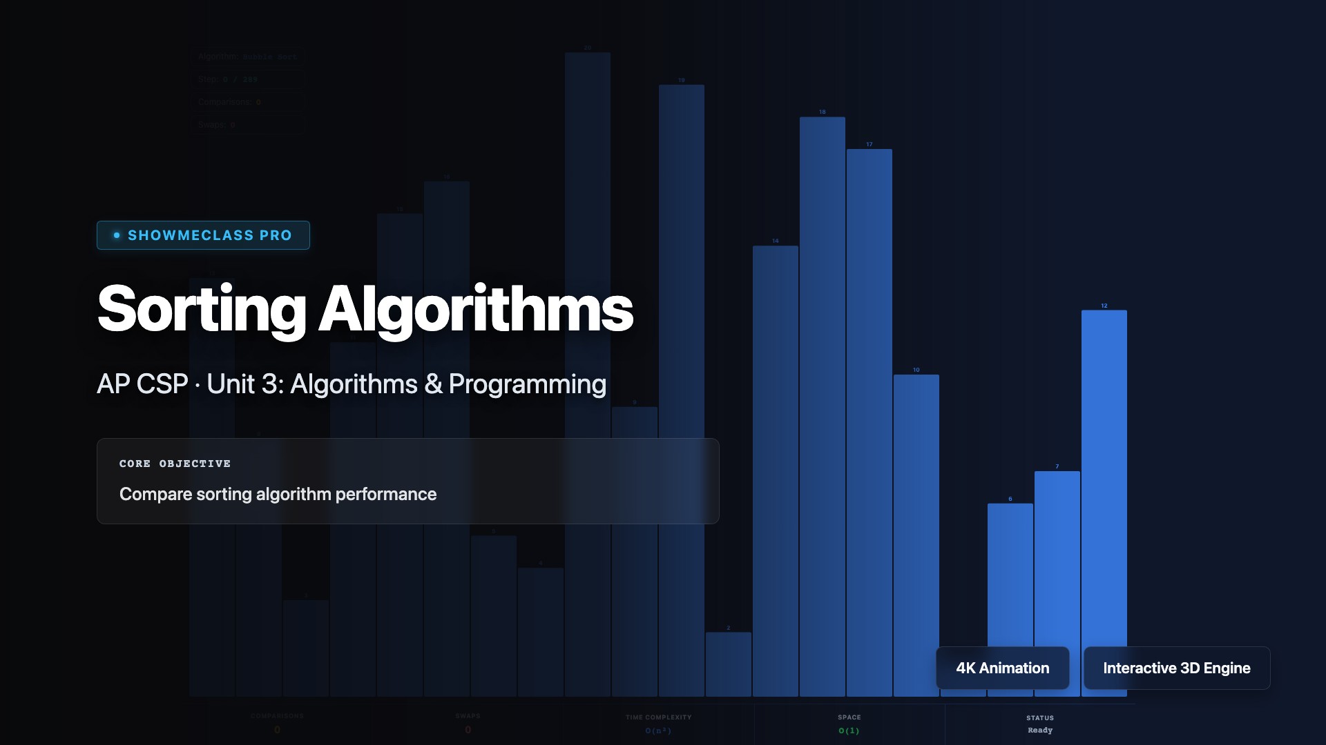 Sorting Algorithms O(N^2) vs O(N log N) visualization thumbnail