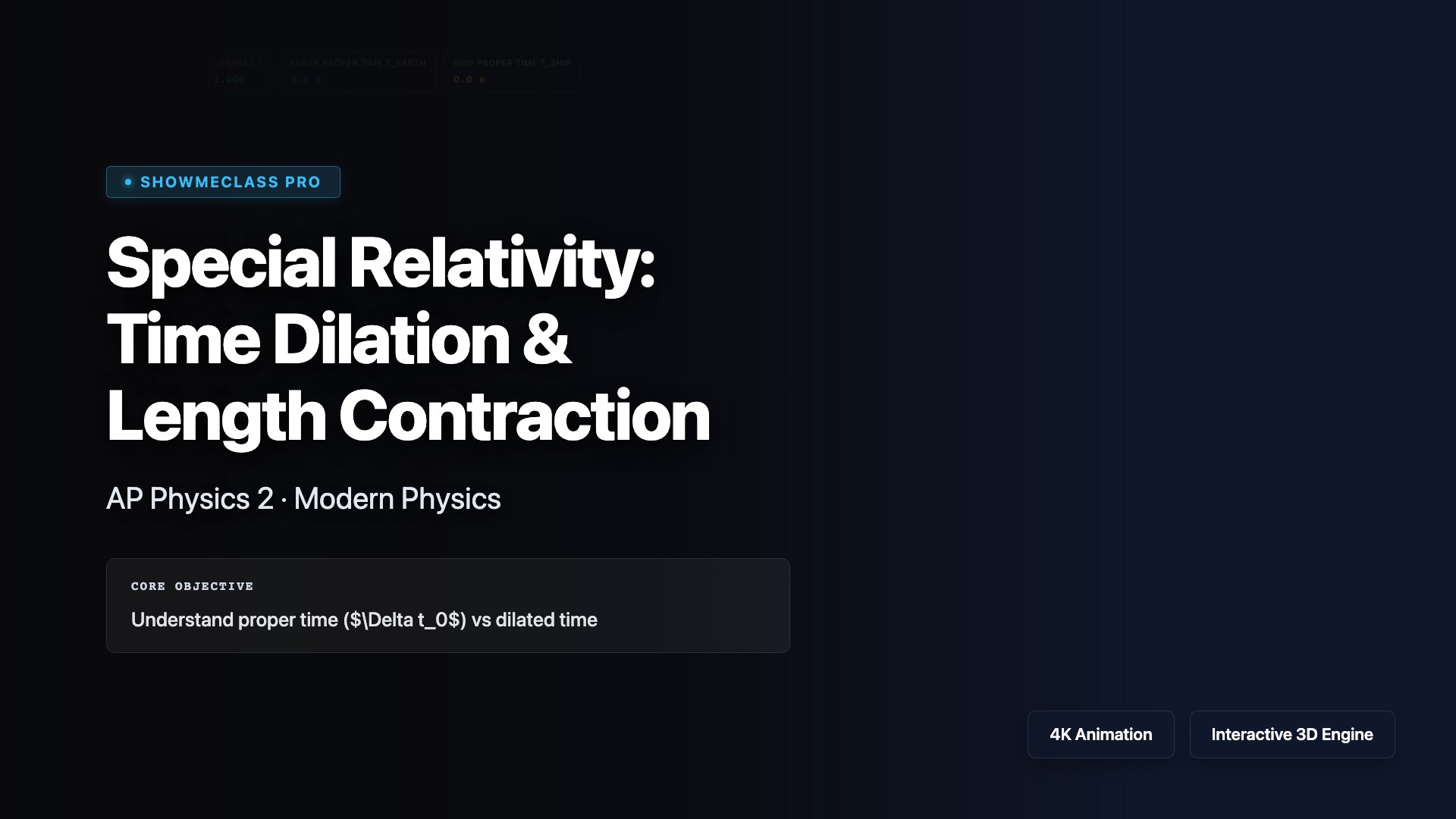 Special Relativity: Time Dilation & Length Contraction visualization thumbnail